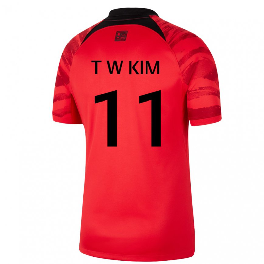 キッズ大韓民国キム・テウク#11赤、黒ホームシャツ22-24ジャージー