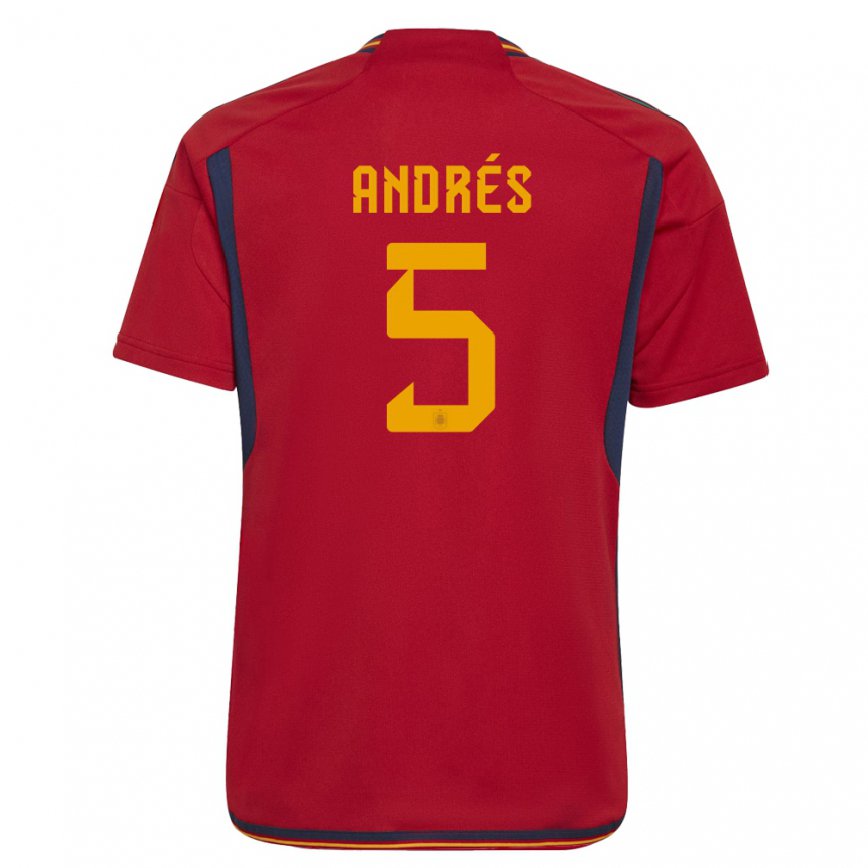 キッズスペインイヴァナ・アンドレス#5赤ホームシャツ22-24ジャージー