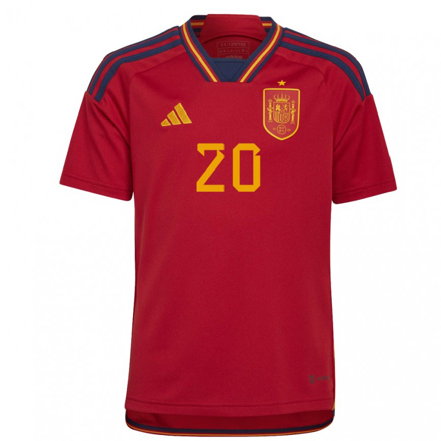キッズスペインヌリア・ラバノ#20赤ホームシャツ22-24ジャージー