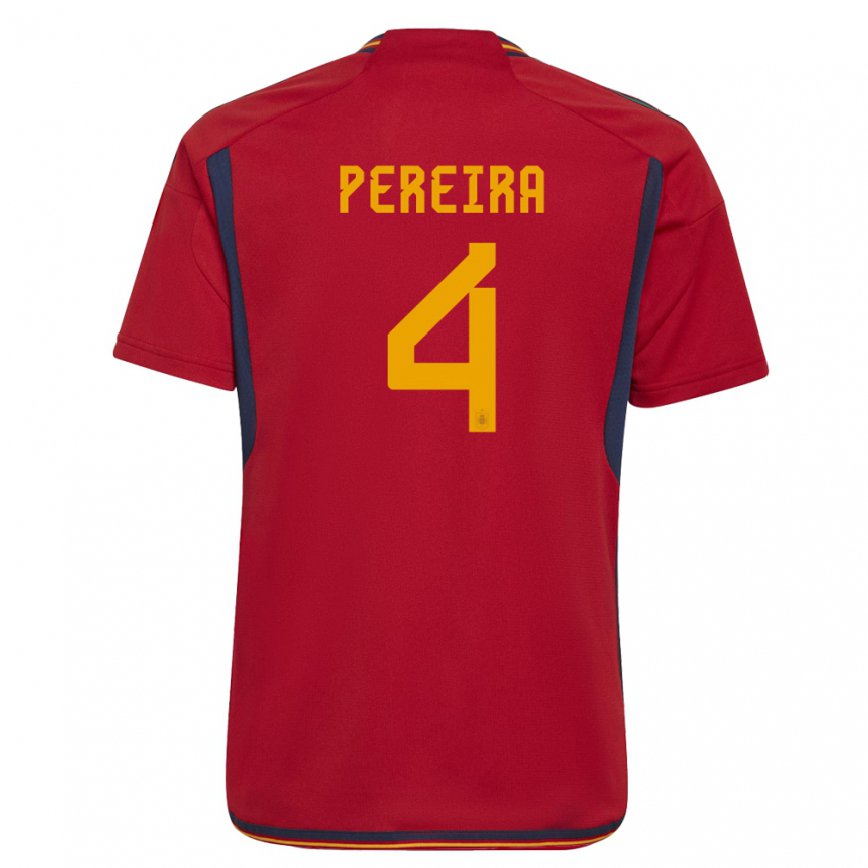 キッズスペインアンドレア・ペレイラ#4赤ホームシャツ22-24ジャージー