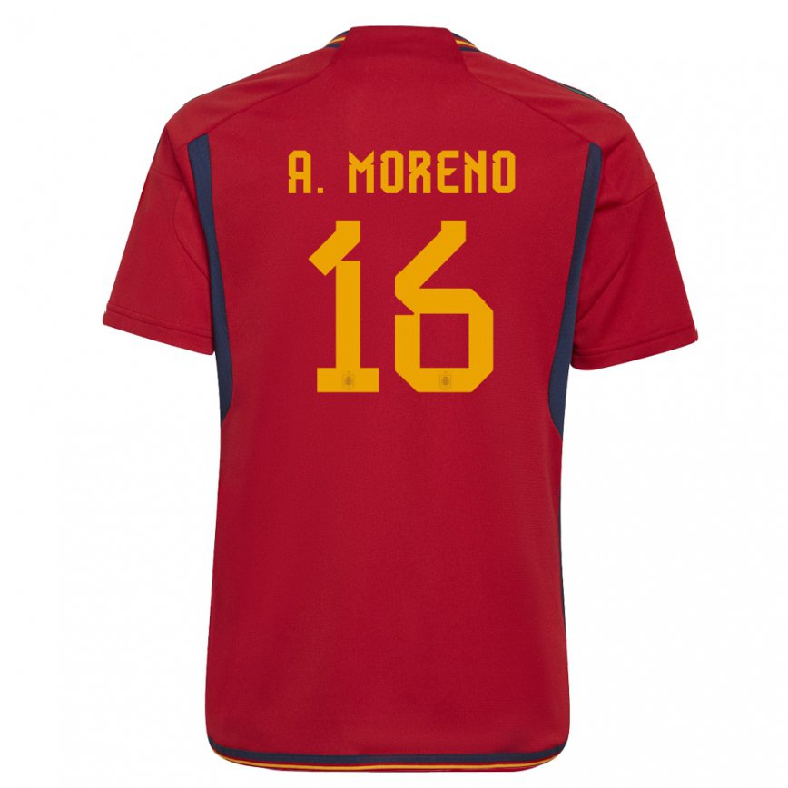 キッズスペインアントニオ・デビッド・モレノ#16赤ホームシャツ22-24ジャージー