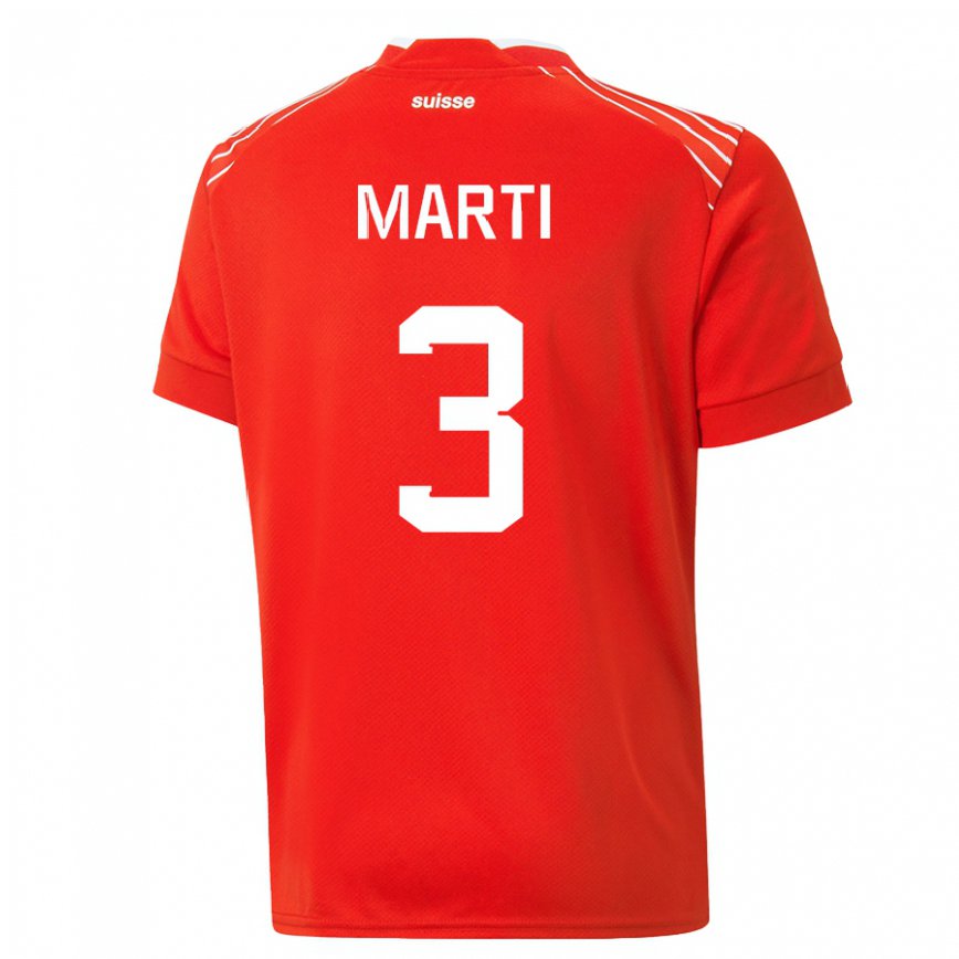 キッズスイスララ・マルティ#3赤ホームシャツ22-24ジャージー