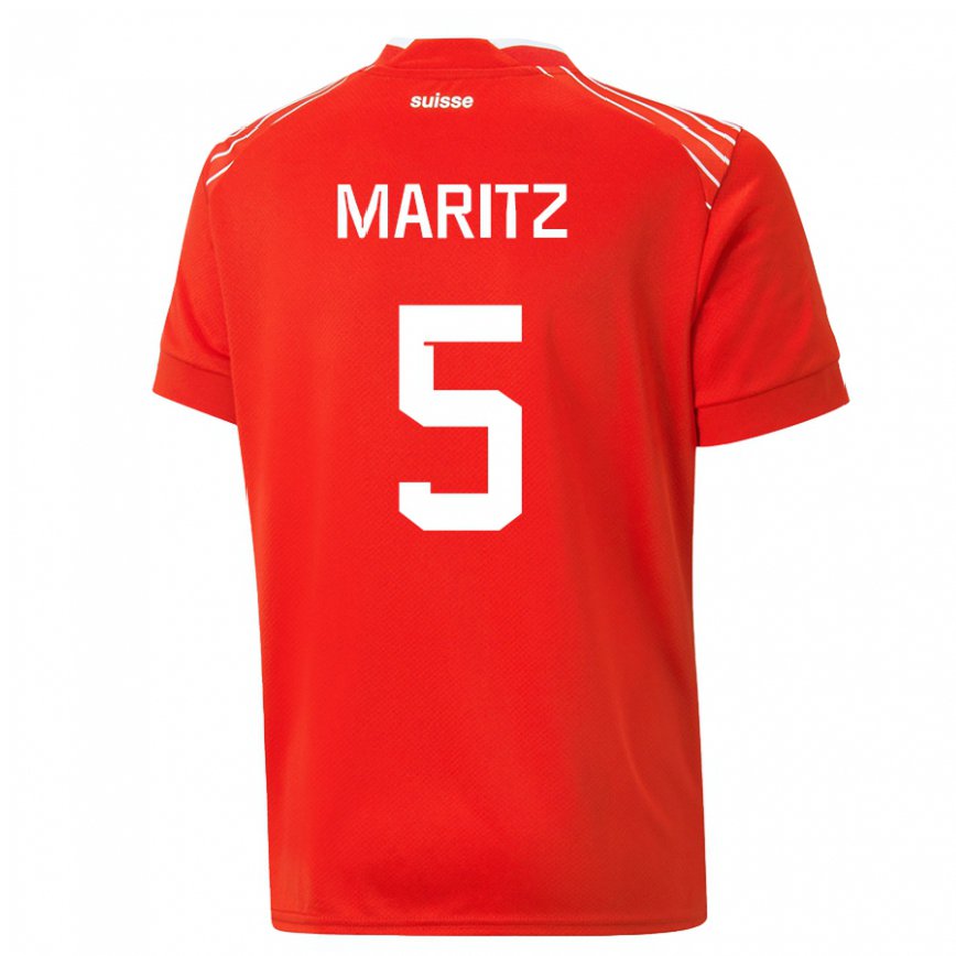 キッズスイスノエル・マリッツ#5赤ホームシャツ22-24ジャージー