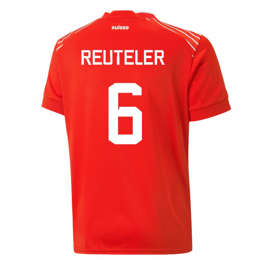 キッズスイスジェラルディン・ロイトラー#6赤ホームシャツ22-24ジャージー