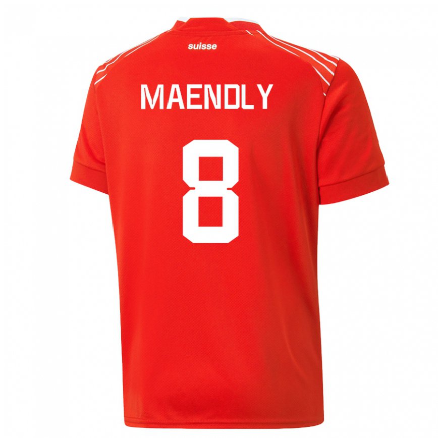 キッズスイスサンディ・メンドリー#8赤ホームシャツ22-24ジャージー
