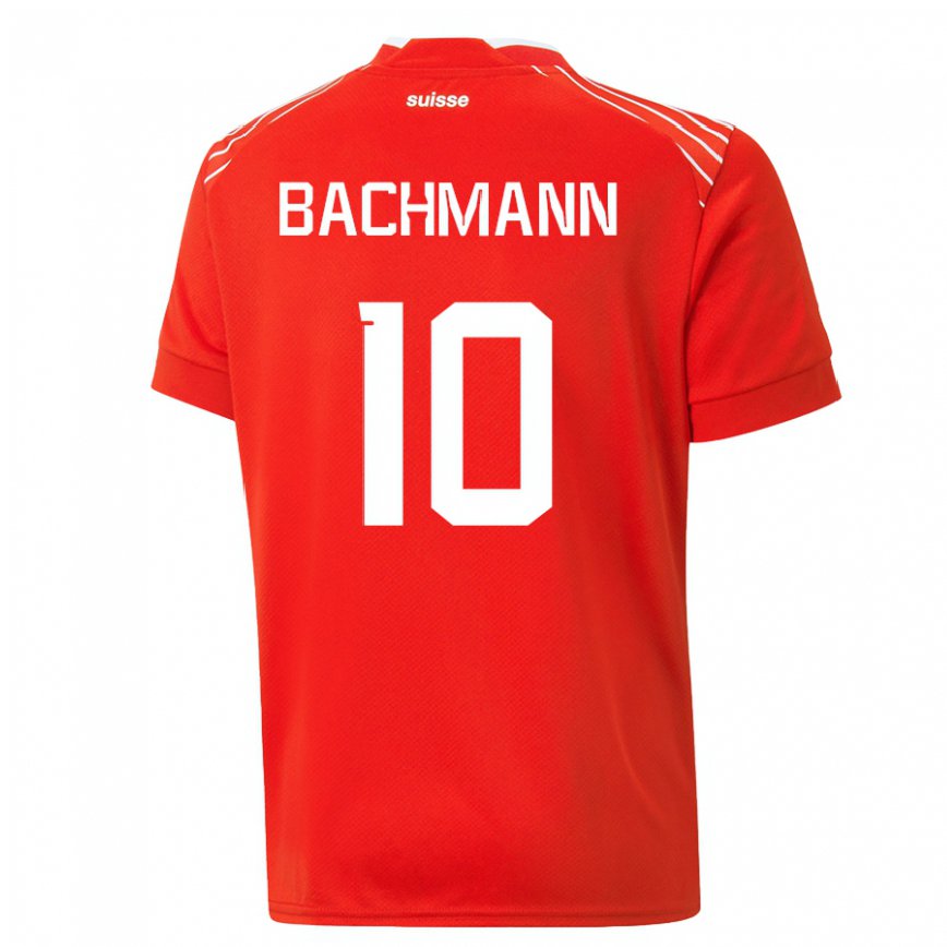 キッズスイスラモーナ・バッハマン#10赤ホームシャツ22-24ジャージー