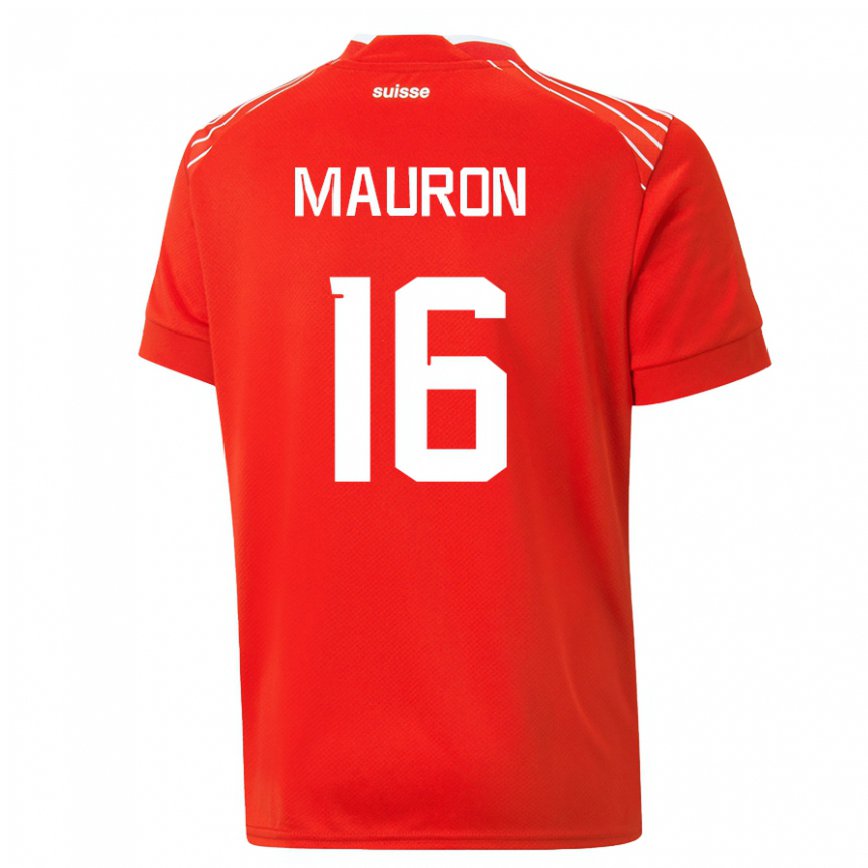 キッズスイスサンドリン・モーロン#16赤ホームシャツ22-24ジャージー