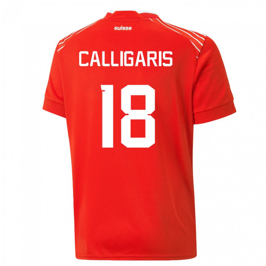 キッズスイスヴィオラ・カリガリス#18赤ホームシャツ22-24ジャージー
