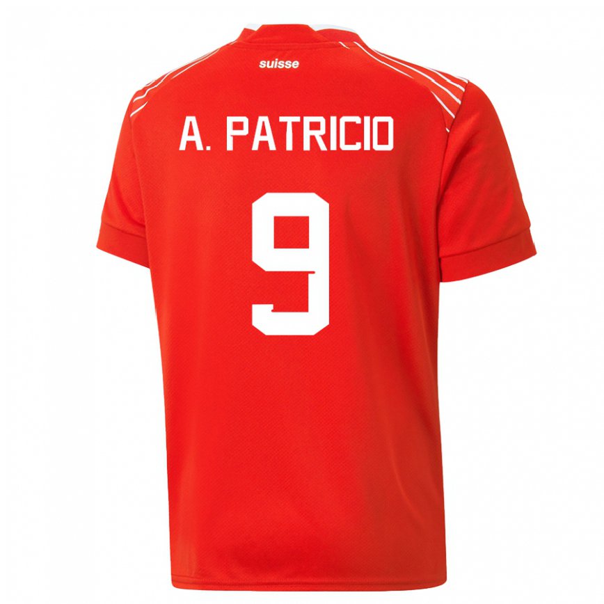 キッズスイスアレクサンドル・ディーアス・パトリシオ#9赤ホームシャツ22-24ジャージー