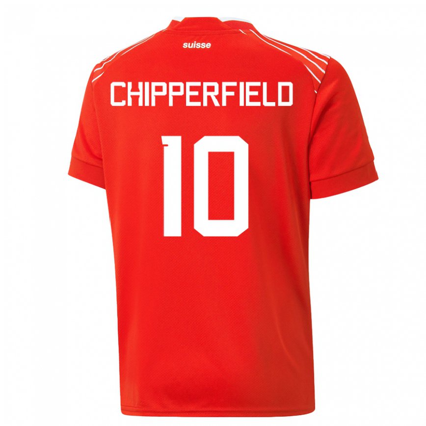 キッズスイスリアム・チッパーフィールド#10赤ホームシャツ22-24ジャージー