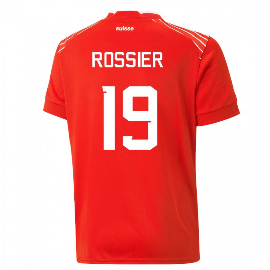 キッズスイスエヴァン・ロッシエ#19赤ホームシャツ22-24ジャージー