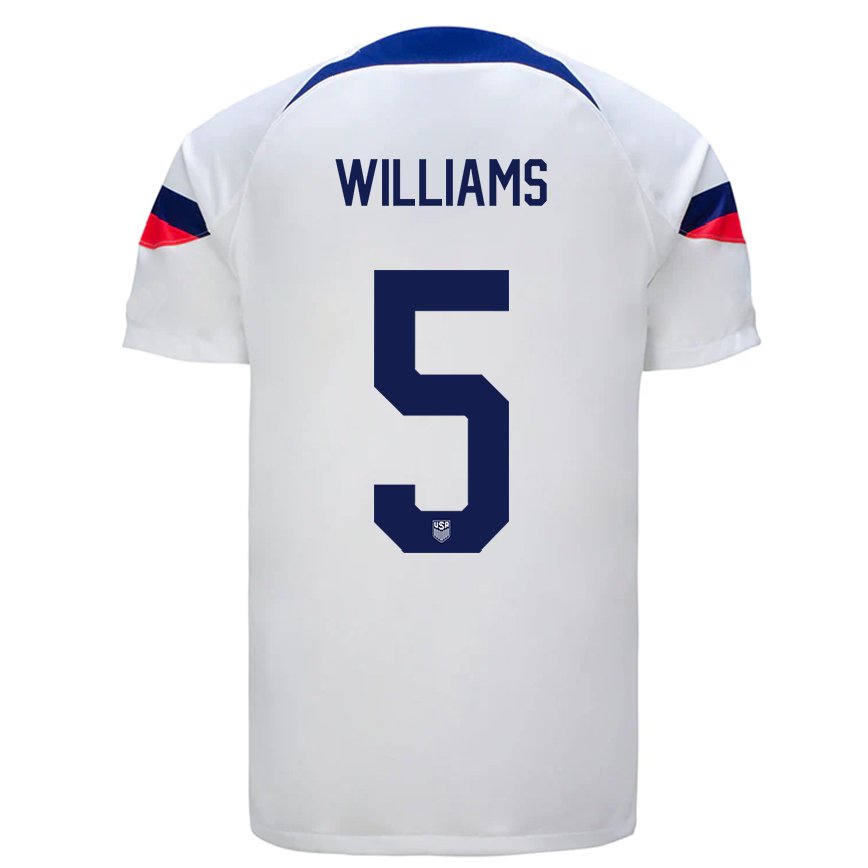 キッズアメリカ合衆国トーマス・ウィリアムス#5白ホームシャツ22-24ジャージー