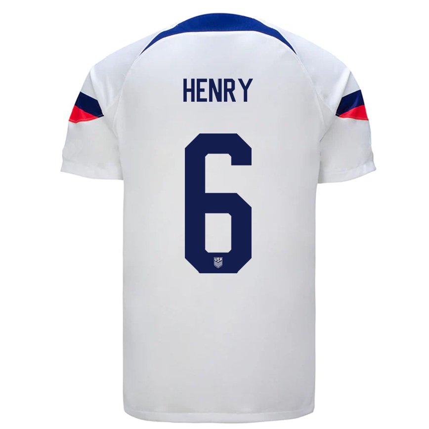 キッズアメリカ合衆国コビ・ヘンリー#6白ホームシャツ22-24ジャージー