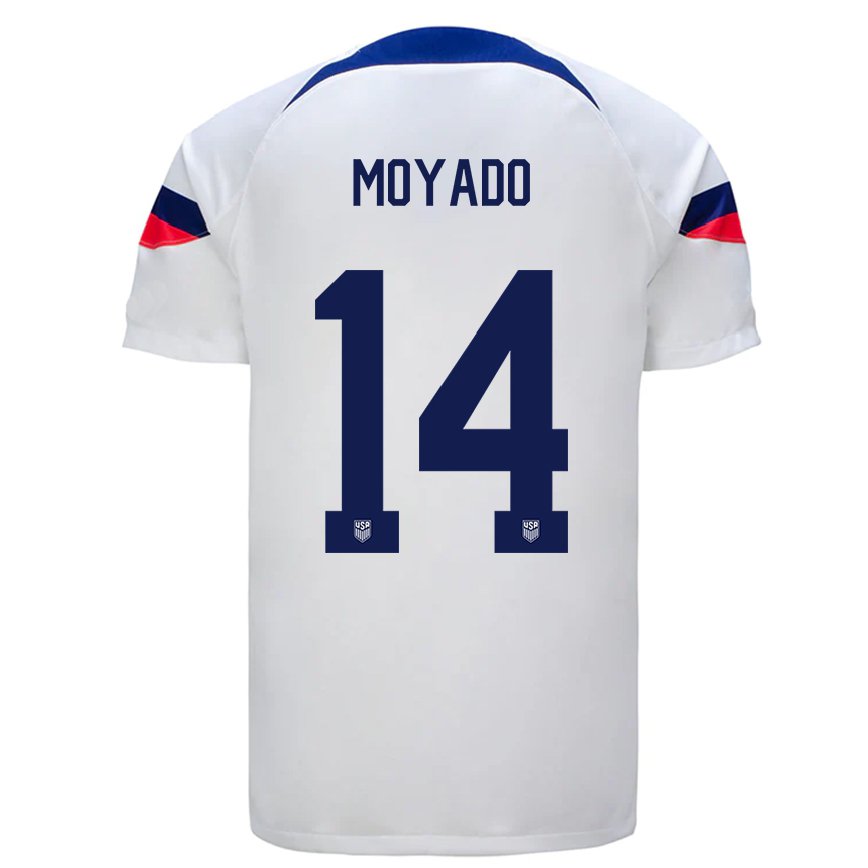 キッズアメリカ合衆国ブライアン・モヤド#14白ホームシャツ22-24ジャージー