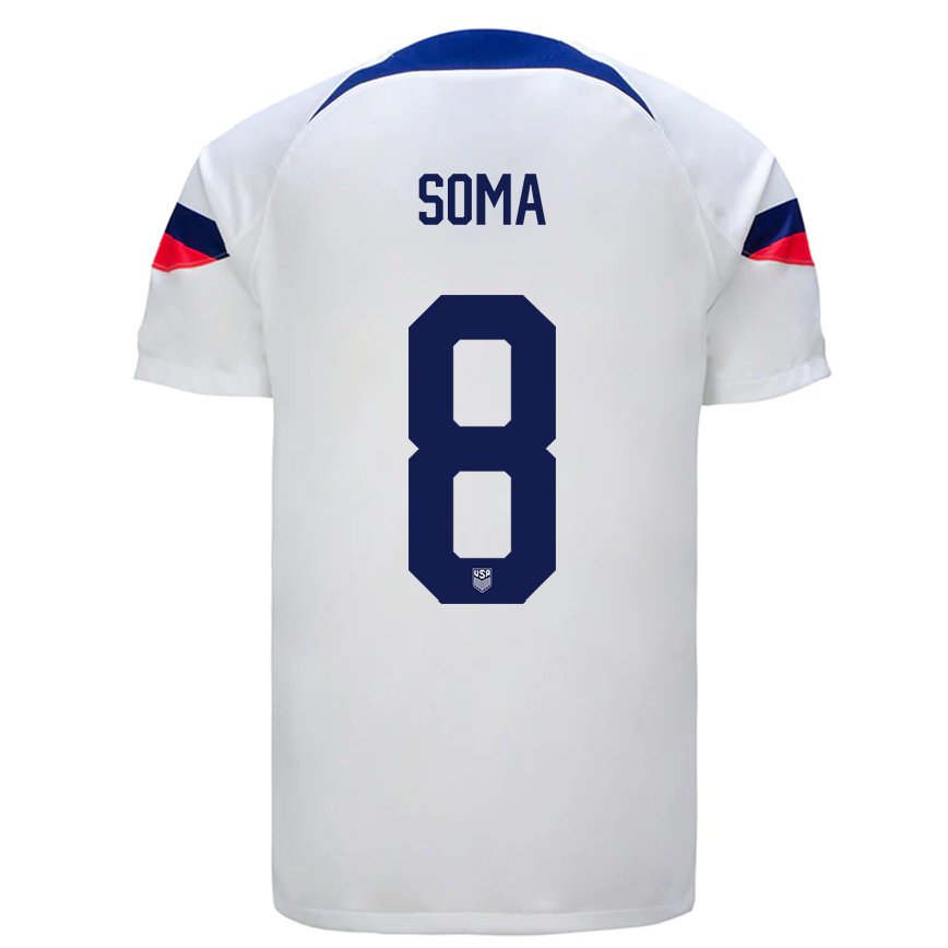 キッズアメリカ合衆国ペドロ・ソマ#8白ホームシャツ22-24ジャージー