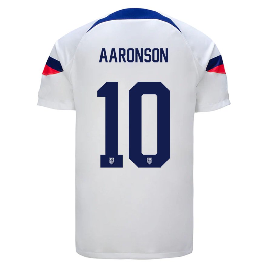 キッズアメリカ合衆国パクステン・アーロンソン#10白ホームシャツ22-24ジャージー