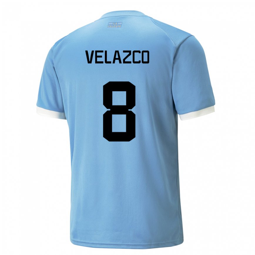 キッズウルグアイヒメナ・ベラスコ#8青いホームシャツ22-24ジャージー