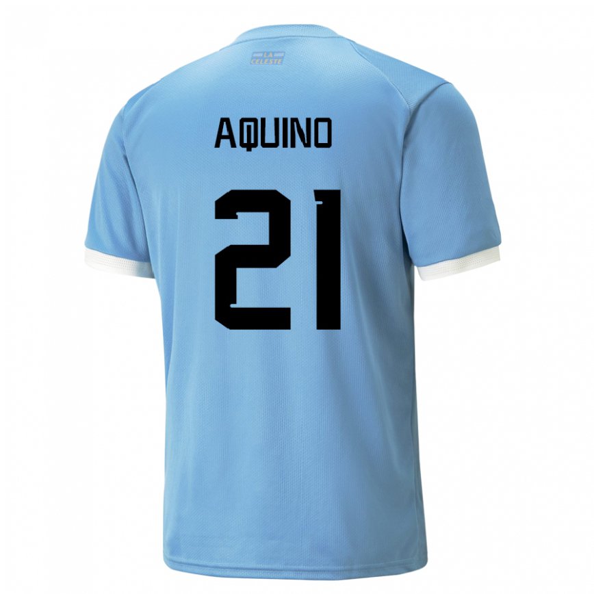 キッズウルグアイベレン・アキーノ・モレイラ#21青いホームシャツ22-24ジャージー