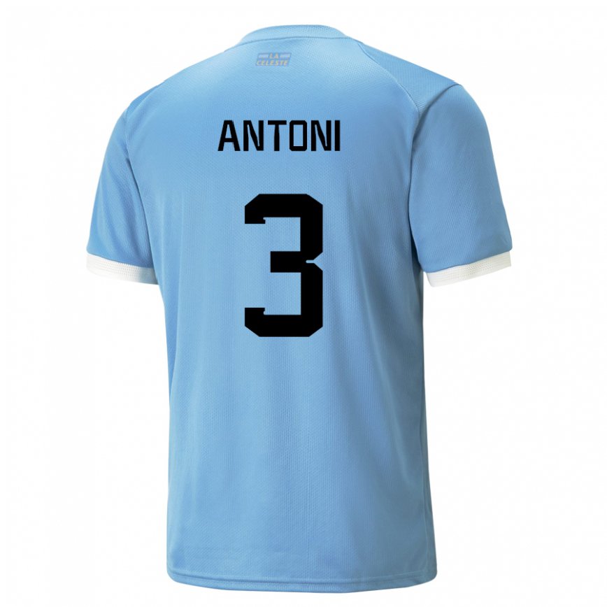 キッズウルグアイマテオ・アントニ・パボン#3青いホームシャツ22-24ジャージー