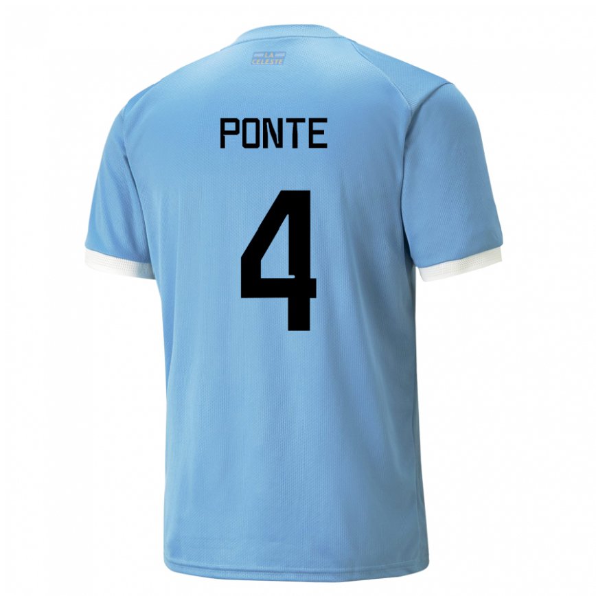 キッズウルグアイマテオ・ポンテ#4青いホームシャツ22-24ジャージー
