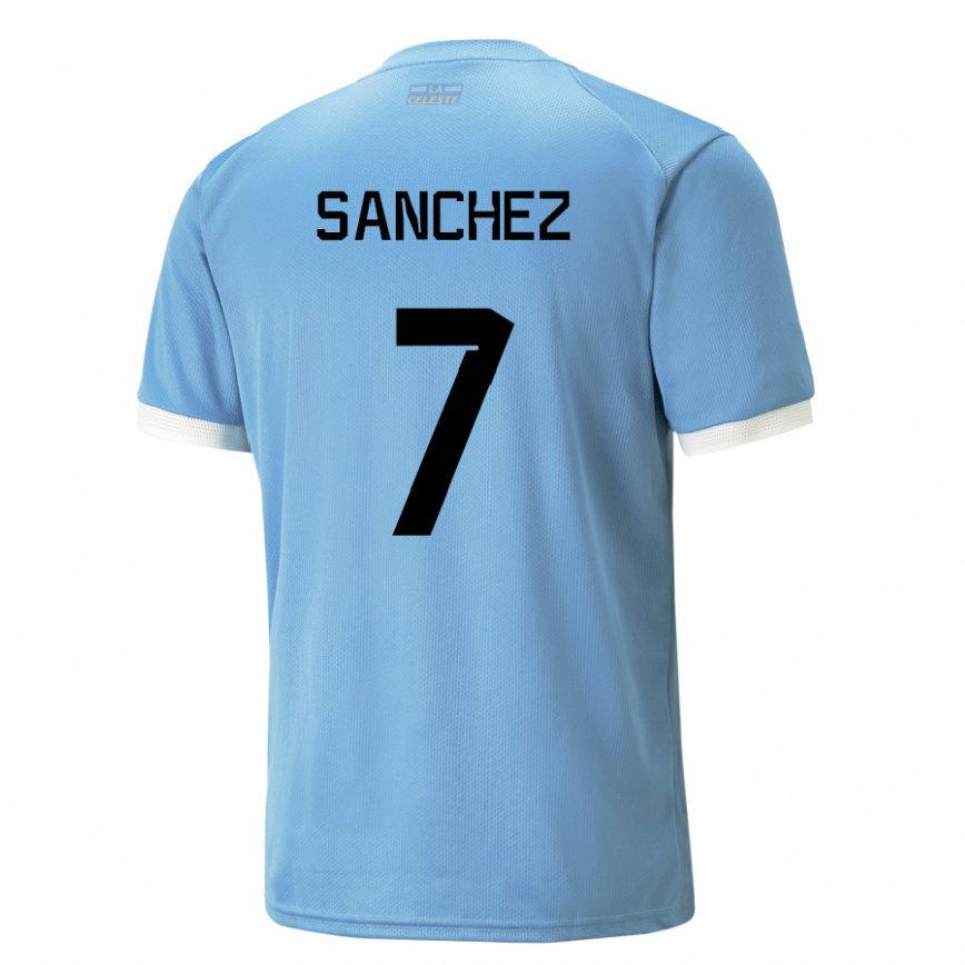キッズウルグアイレンツォ・サンチェス・ヴェイガ#7青いホームシャツ22-24ジャージー