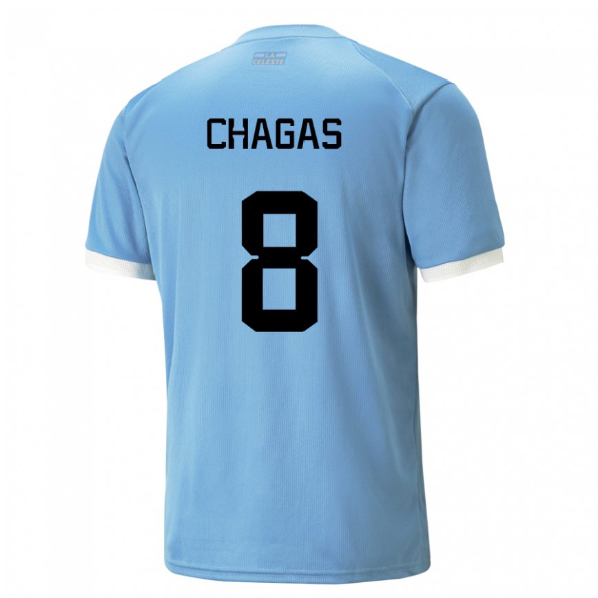 キッズウルグアイロドリゴ・シャーガス#8青いホームシャツ22-24ジャージー