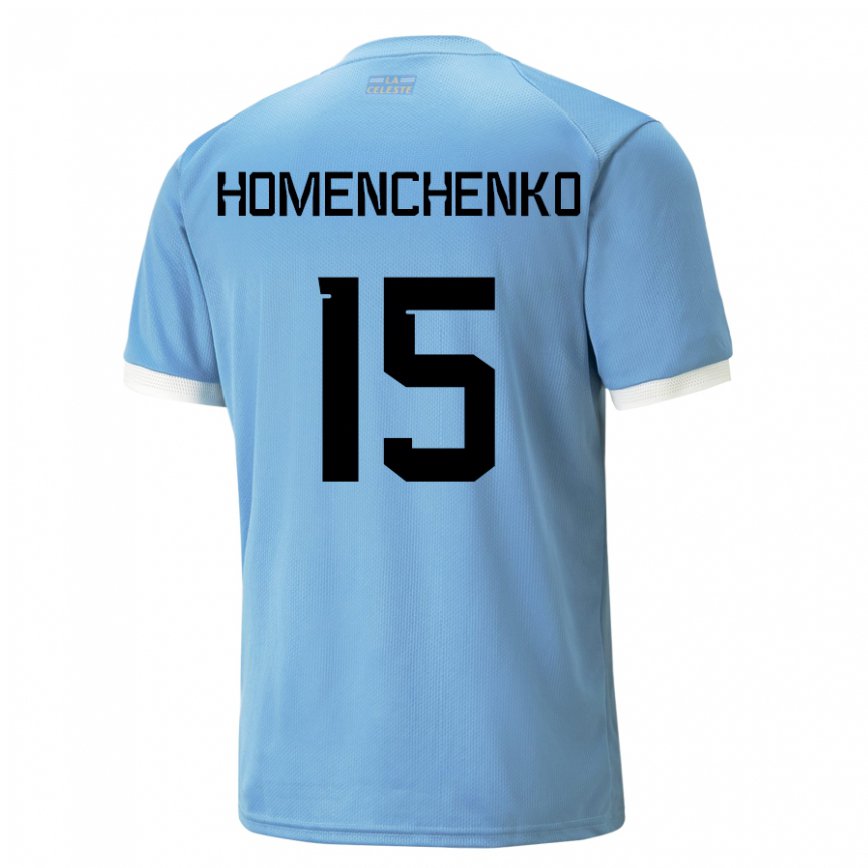 キッズウルグアイサンティアゴ・ホメンチェンコ#15青いホームシャツ22-24ジャージー