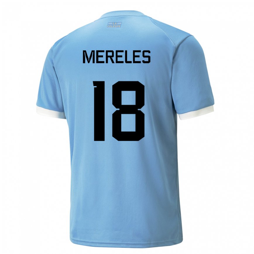 キッズウルグアイエクセキエル・メレレス#18青いホームシャツ22-24ジャージー