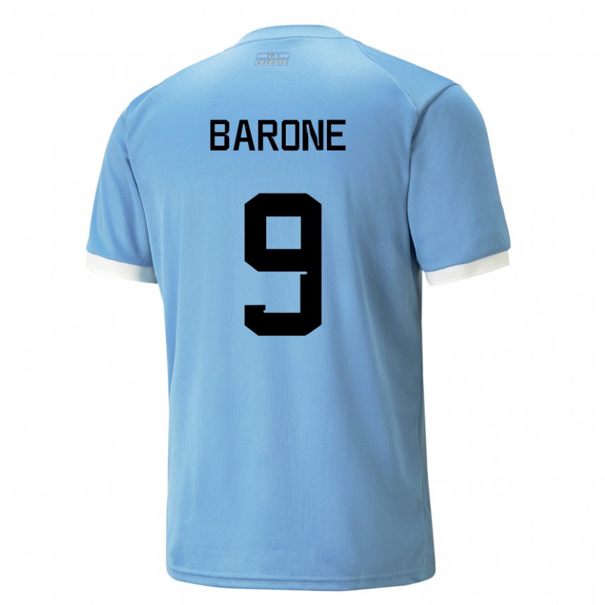 キッズウルグアイファウスティーノ・バローネ#9青いホームシャツ22-24ジャージー