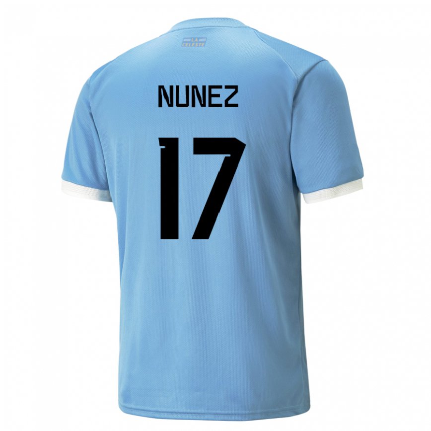 キッズウルグアイファクンド・ヌニェス#17青いホームシャツ22-24ジャージー