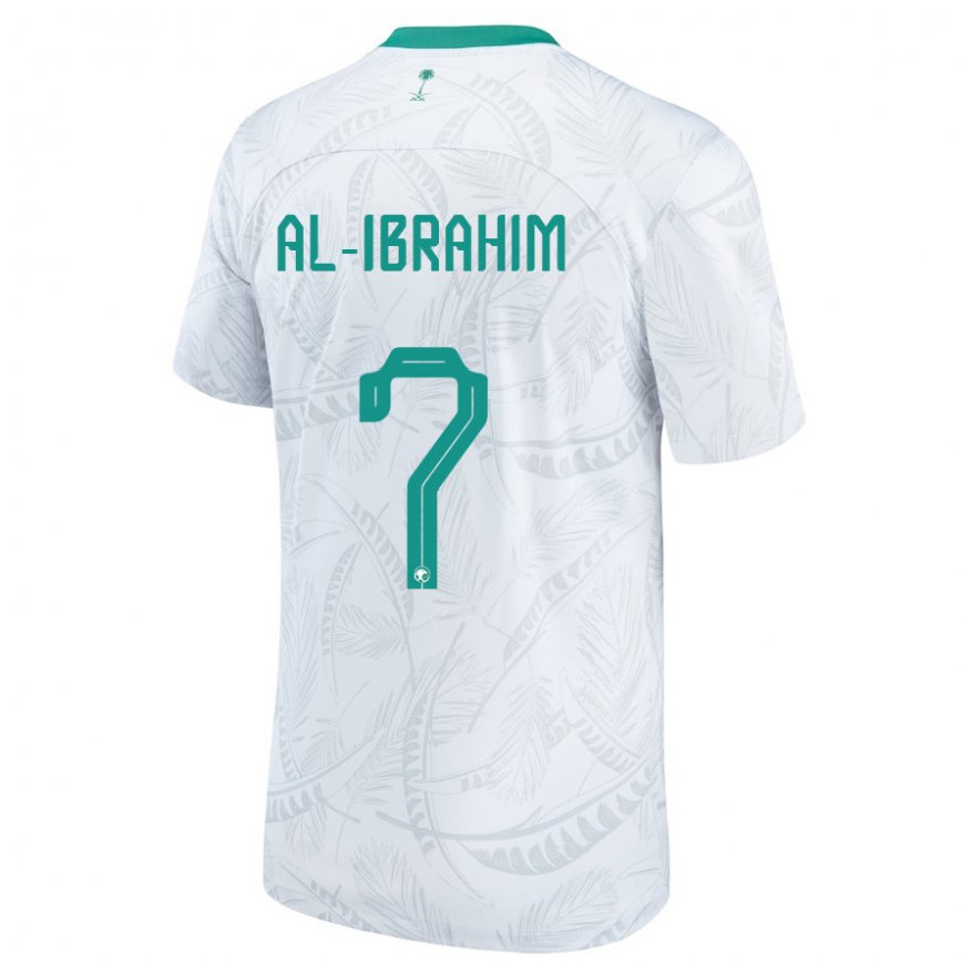 キッズサウジアラビアノウラ・アル・イブラヒム#7白ホームシャツ22-24ジャージー