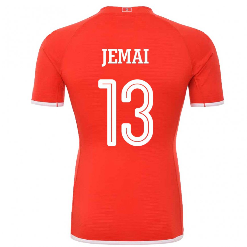 キッズチュニジアヤスミン・ジェマイ#13赤ホームシャツ22-24ジャージー