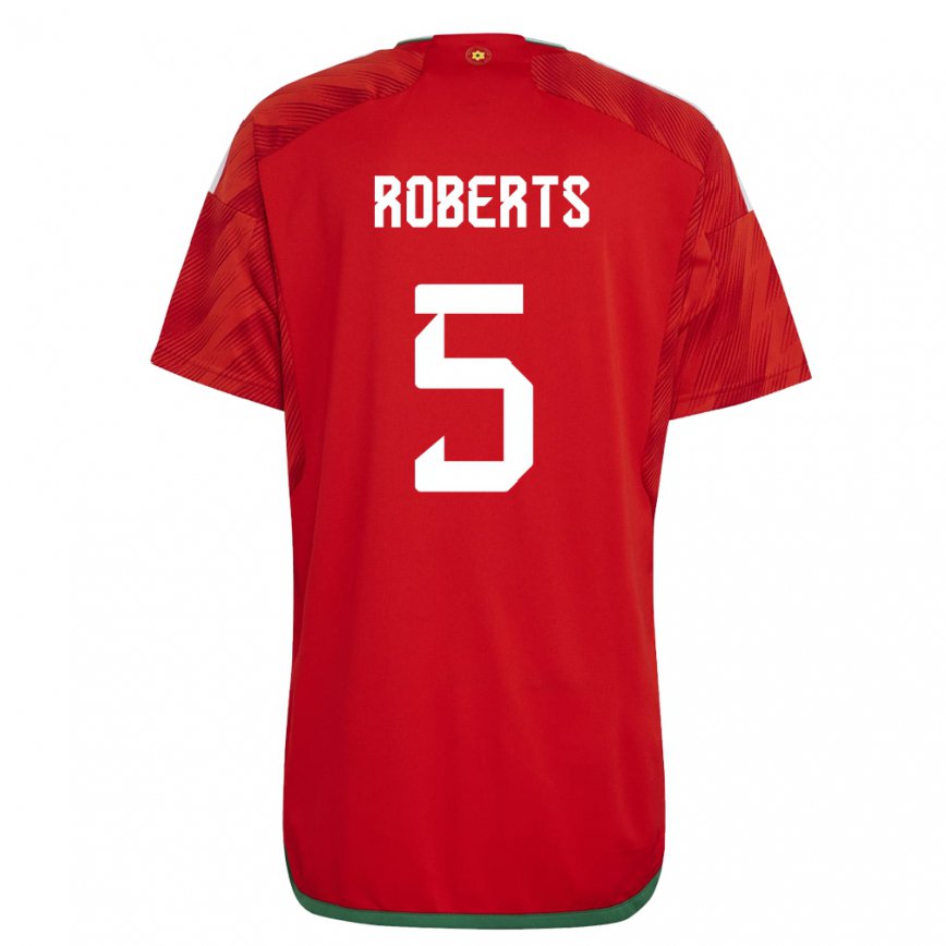 キッズウェールズリアノン・ロバーツ#5赤ホームシャツ22-24ジャージー