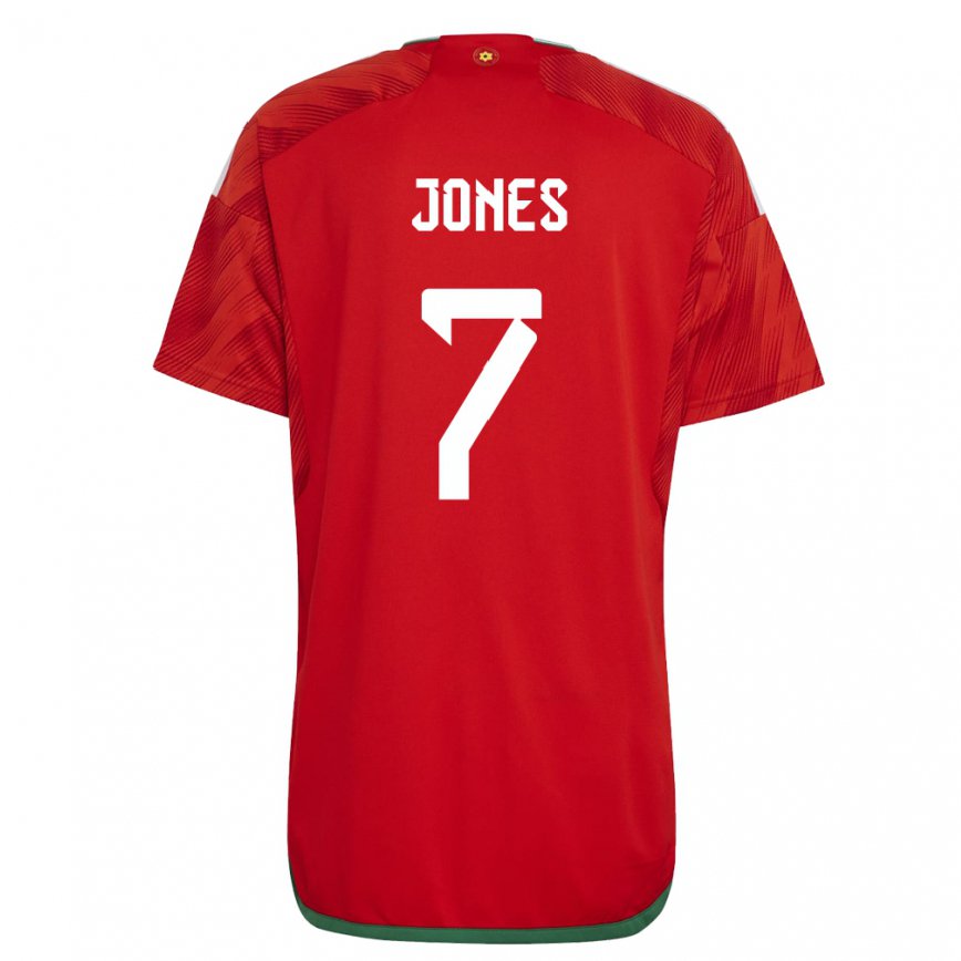 キッズウェールズエマ・ジョーンズ#7赤ホームシャツ22-24ジャージー
