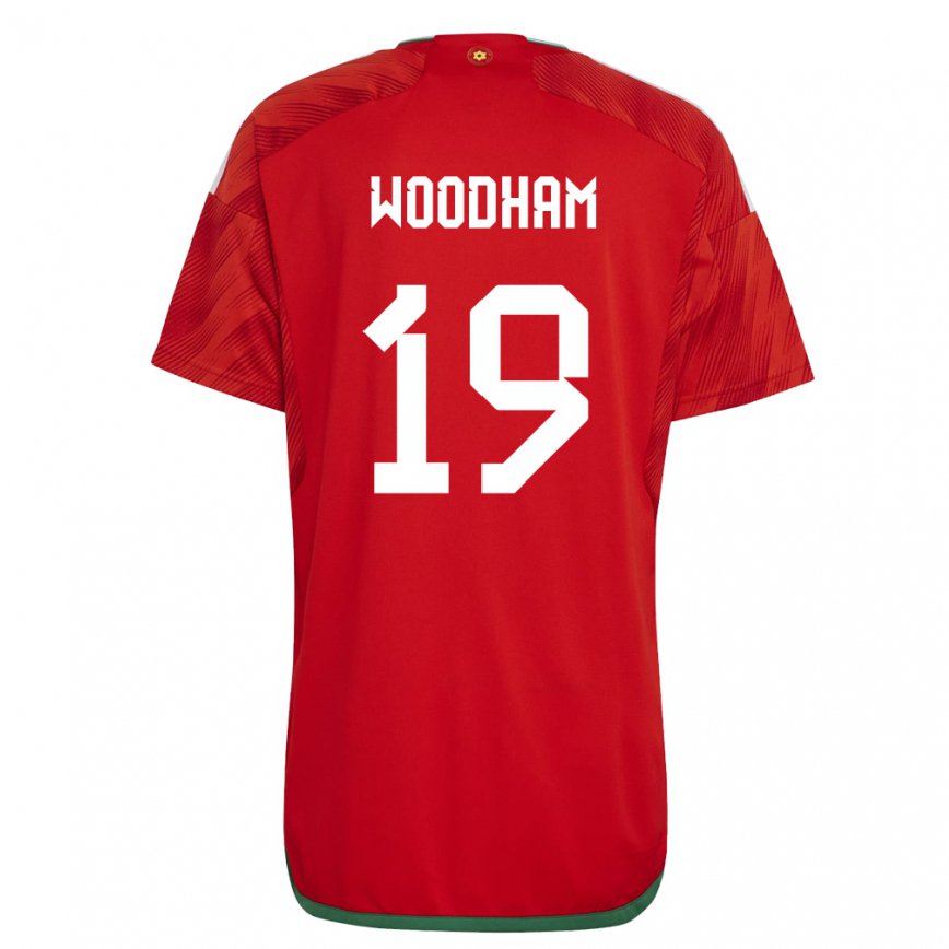 キッズウェールズリリー・ウッダム#19赤ホームシャツ22-24ジャージー