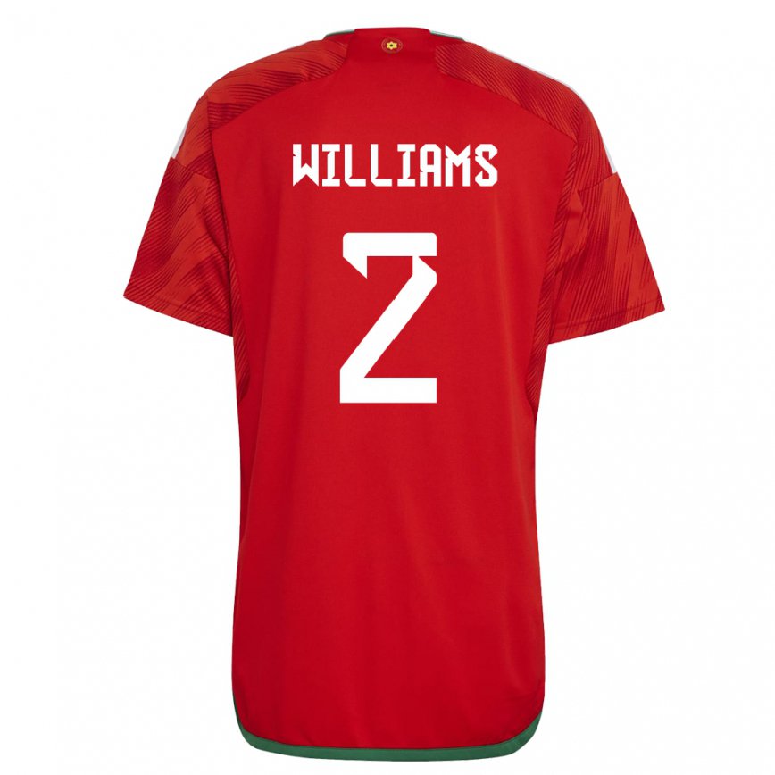 キッズウェールズモーガン・ウィリアムズ#2赤ホームシャツ22-24ジャージー