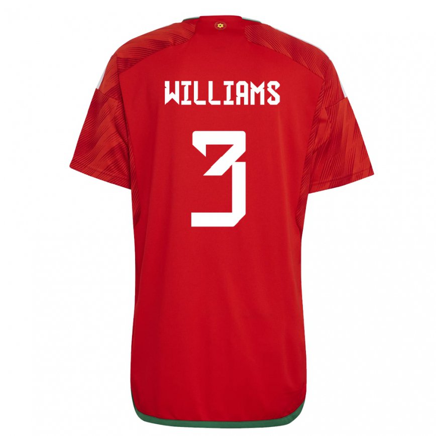 キッズウェールズザック・ウィリアムズ#3赤ホームシャツ22-24ジャージー