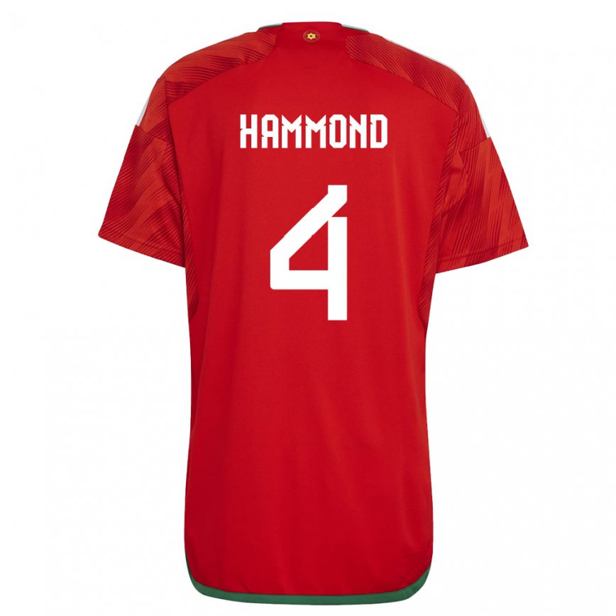 キッズウェールズベン・ハモンド#4赤ホームシャツ22-24ジャージー