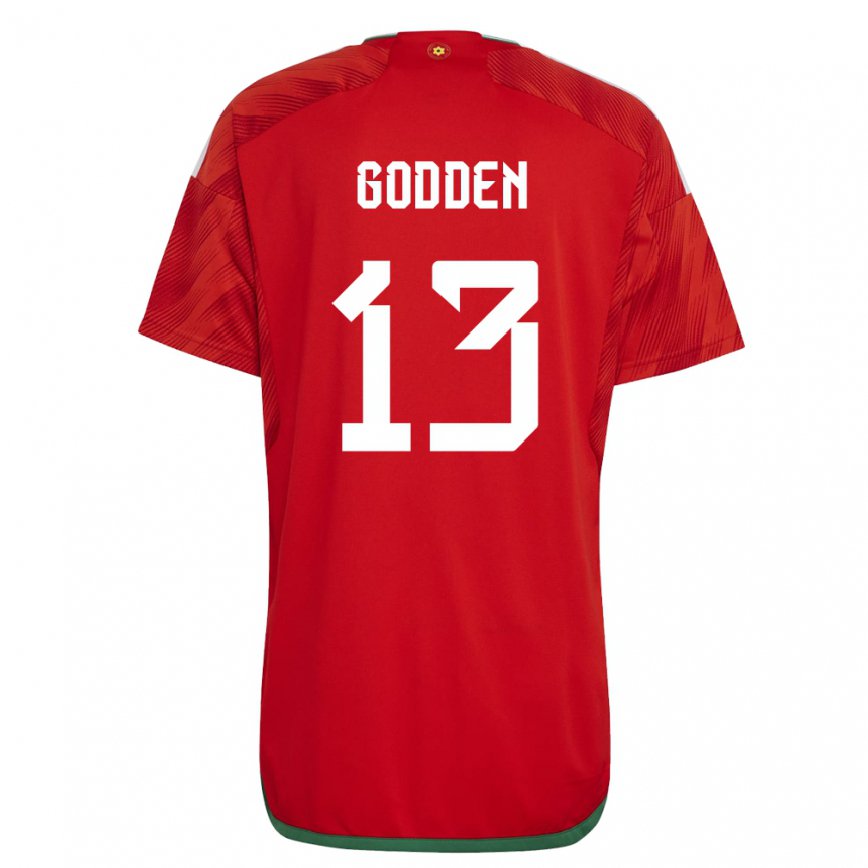 キッズウェールズスコット・ゴッデン#13赤ホームシャツ22-24ジャージー