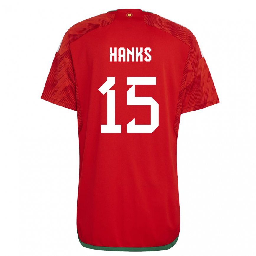 キッズウェールズジャスティン・ハンクス#15赤ホームシャツ22-24ジャージー