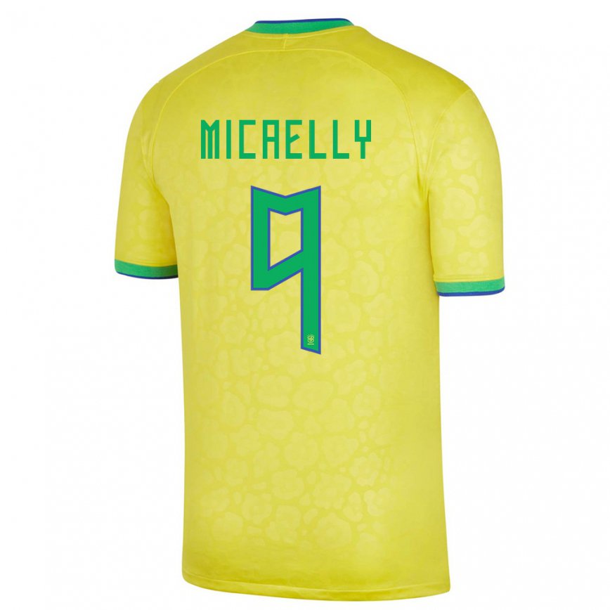 キッズブラジルミカエリー#9黄色ホームシャツ22-24ジャージー