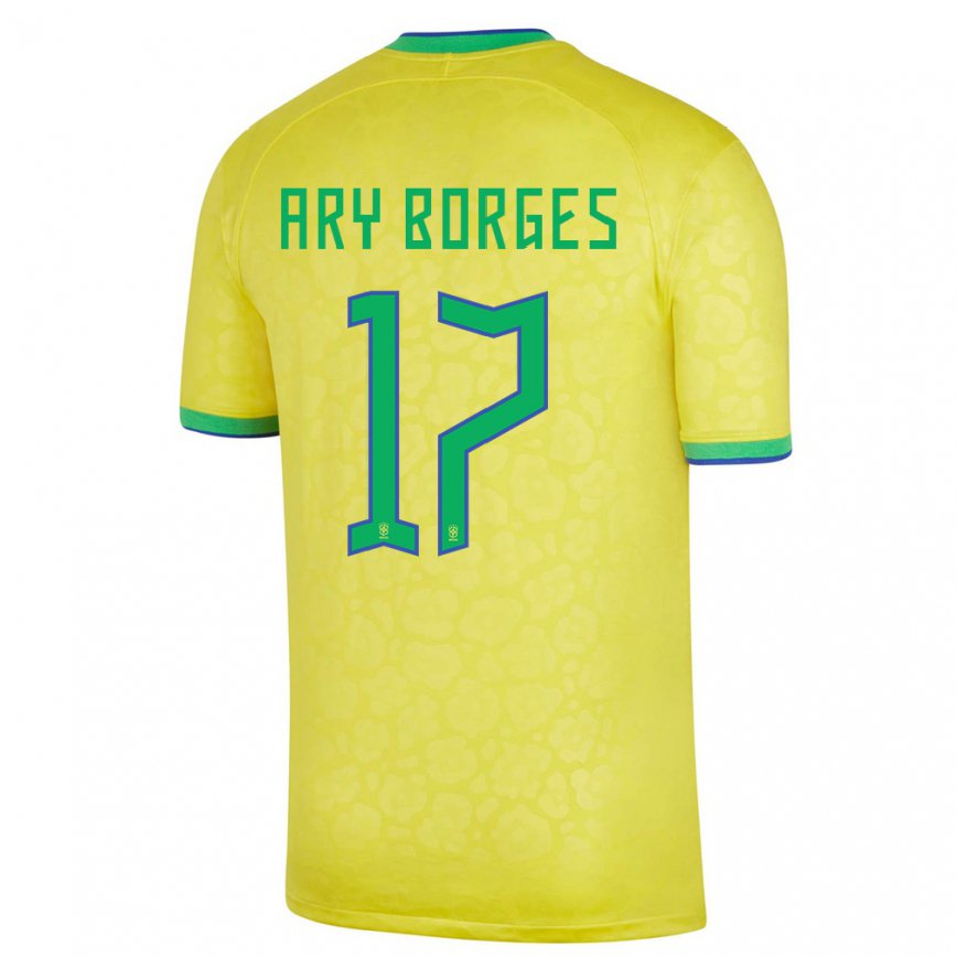 キッズブラジルアリ・ボルジェス#17黄色ホームシャツ22-24ジャージー