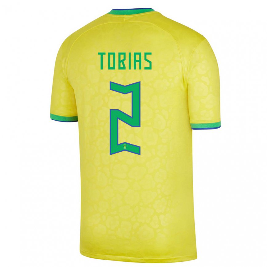 キッズブラジルヴィニシウス・トビアス#2黄色ホームシャツ22-24ジャージー