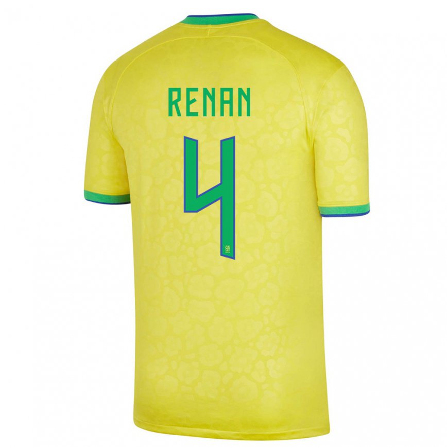 キッズブラジルロバート・レナン#4黄色ホームシャツ22-24ジャージー