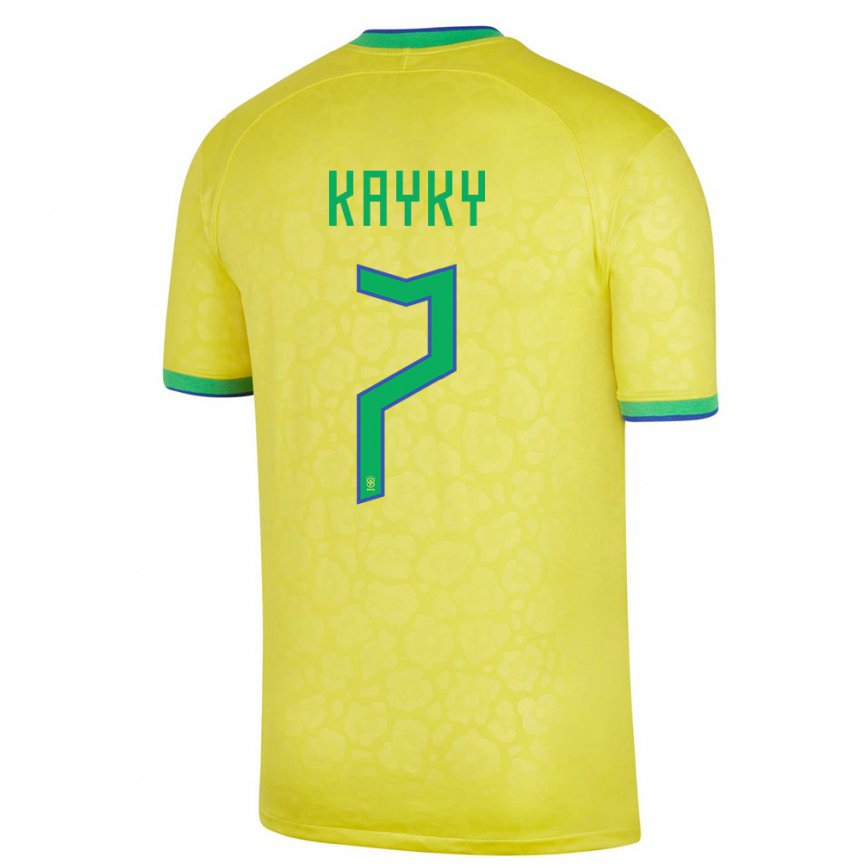 キッズブラジルカイキ・ダ・シウヴァ・チャガス#7黄色ホームシャツ22-24ジャージー