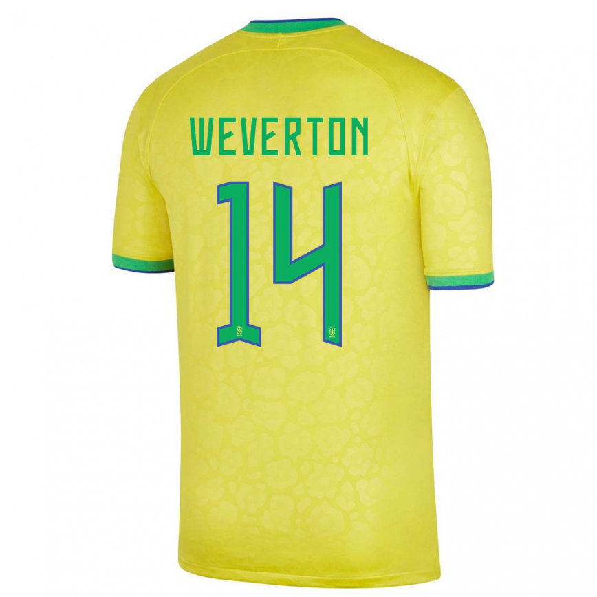 キッズブラジルウェーバートン#14黄色ホームシャツ22-24ジャージー