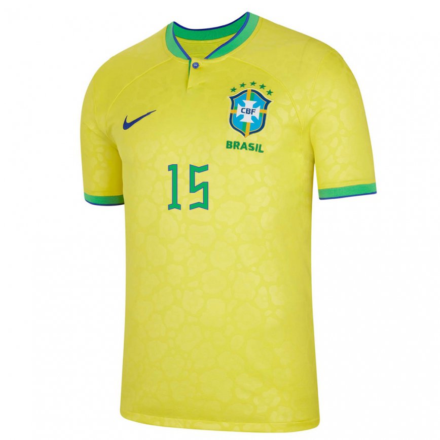 キッズブラジルルーカス・ロペス・ベラルド#15黄色ホームシャツ22-24ジャージー