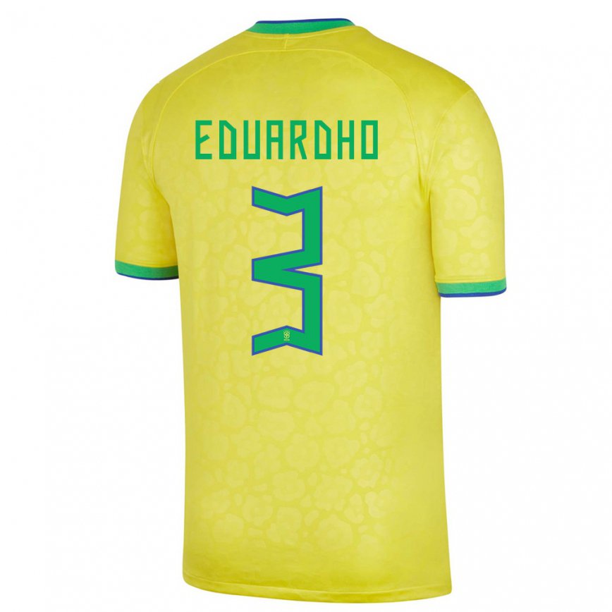 キッズブラジルエドゥアルド#3黄色ホームシャツ22-24ジャージー
