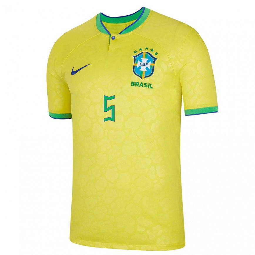 キッズブラジルヴィトール・フィゲイレド#5黄色ホームシャツ22-24ジャージー