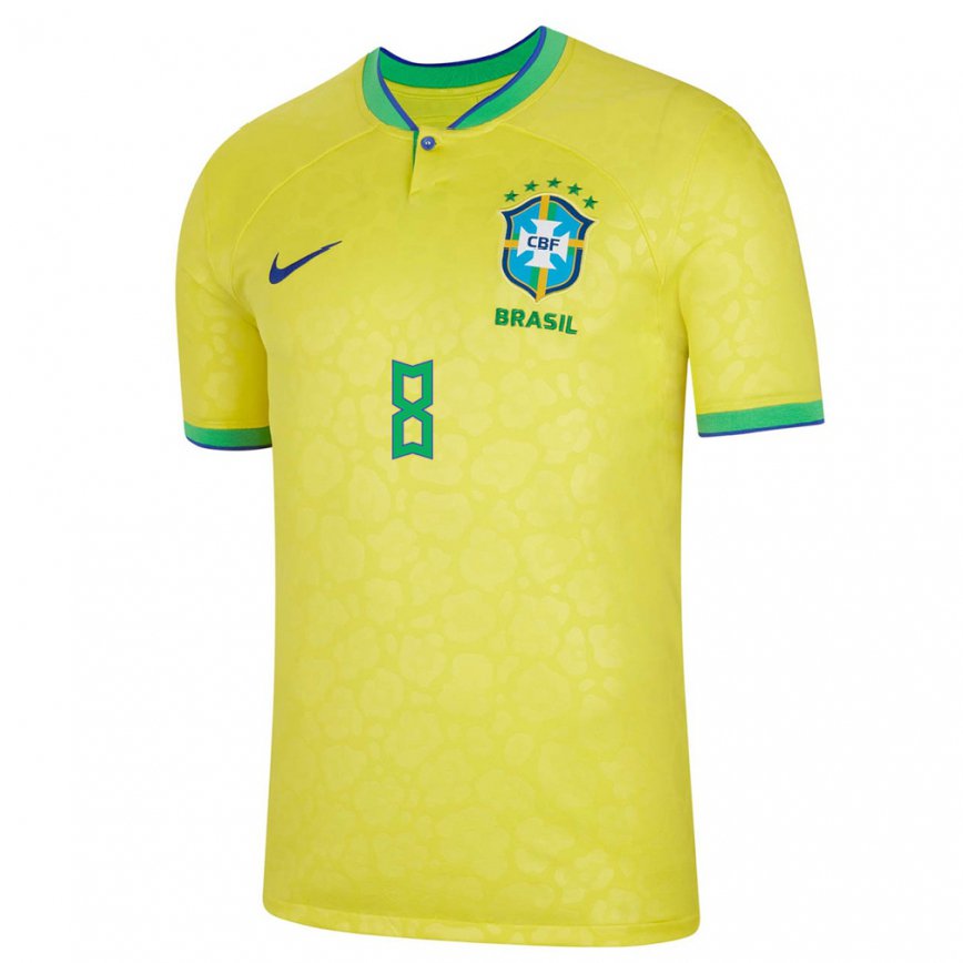 キッズブラジルルイス・グスタボ#8黄色ホームシャツ22-24ジャージー